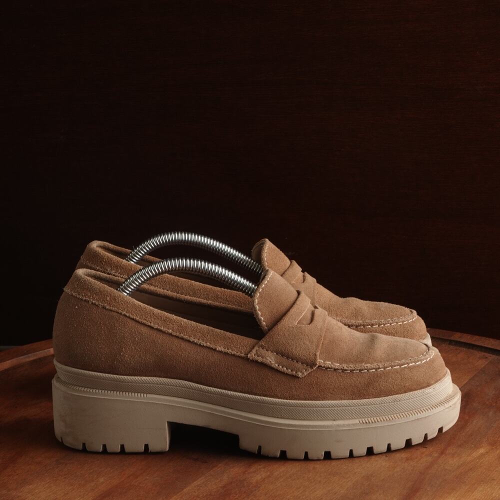 Patina Loafers Women SZ 6.5 Brown Zoe Portland Suede Chunky Academia Preppy Shoe